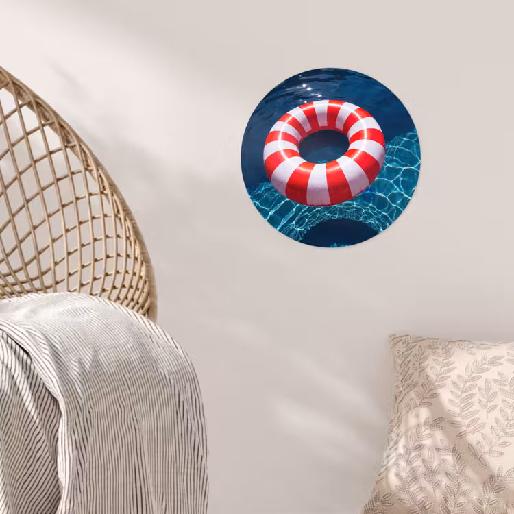 Recreatie - Water - Zomer - Rood - Wit Wandcirkel behangsticker klein -sfeer4