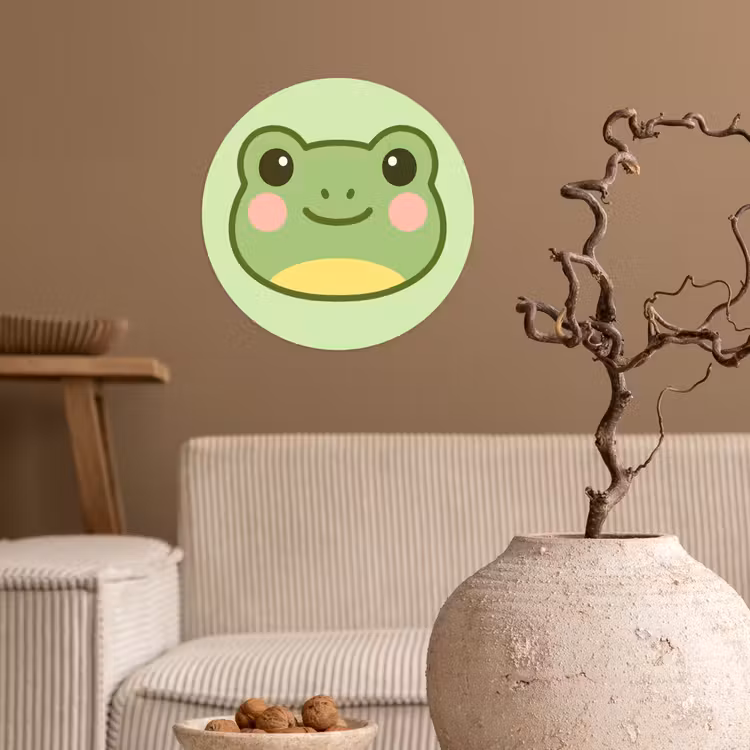 Kikker - Groen - Vriendelijkheid Wandcirkel behangsticker klein -sfeer1