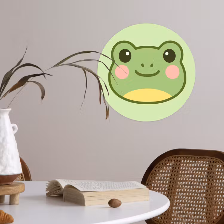 Kikker - Groen - Vriendelijkheid Wandcirkel behangsticker klein -sfeer3