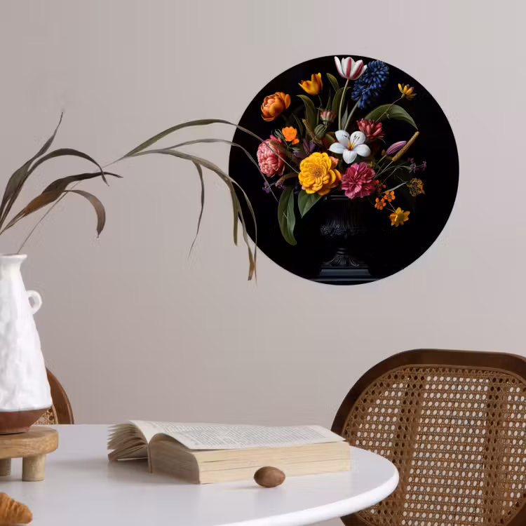 Lente - Bloemen - Klassiek - Vaas Wandcirkel behangsticker klein -sfeer3