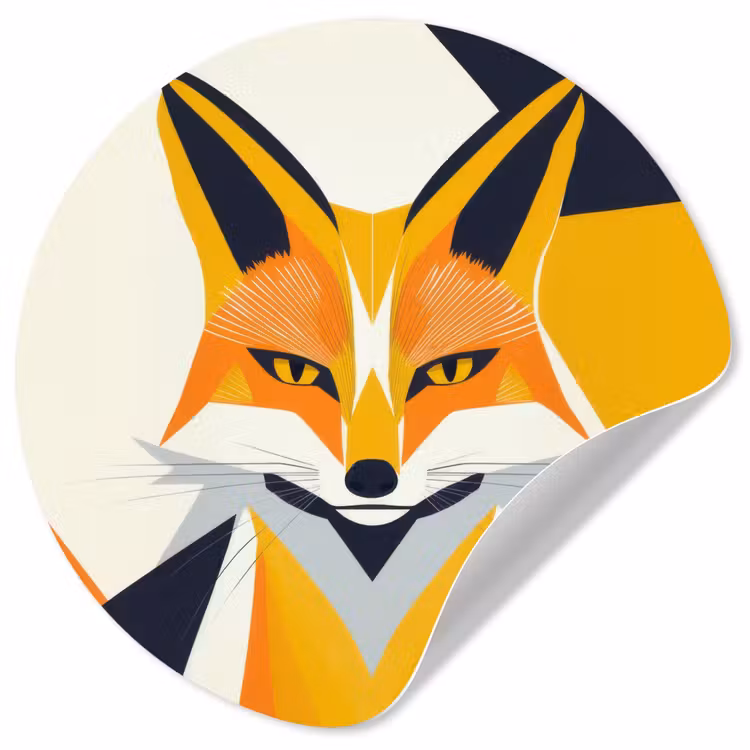Vos - Oranje - Abstract - Driehoeken Wandcirkel behangsticker klein -3d