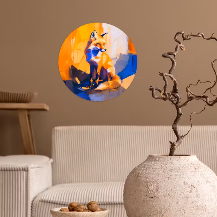 Vos - Oranje - Vormen - Abstract Wandcirkel behangsticker klein -sfeer1
