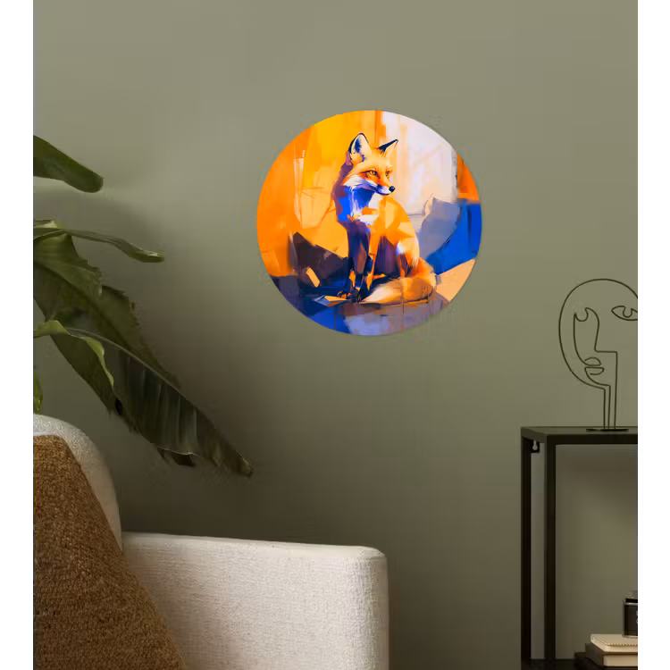 Vos - Oranje - Vormen - Abstract Wandcirkel behangsticker klein -sfeer2