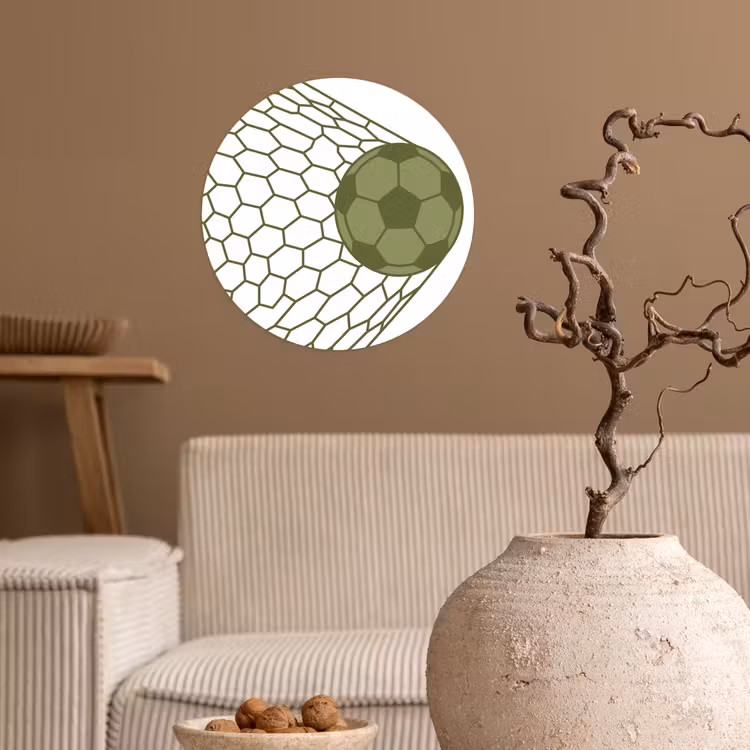 Voetbal - Goal - Sport - Groen Wandcirkel behangsticker klein -sfeer1