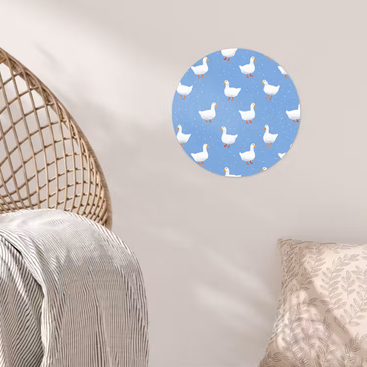 Ganzen - Elegant - Blauw Wandcirkel behangsticker klein 186 -sfeer4
