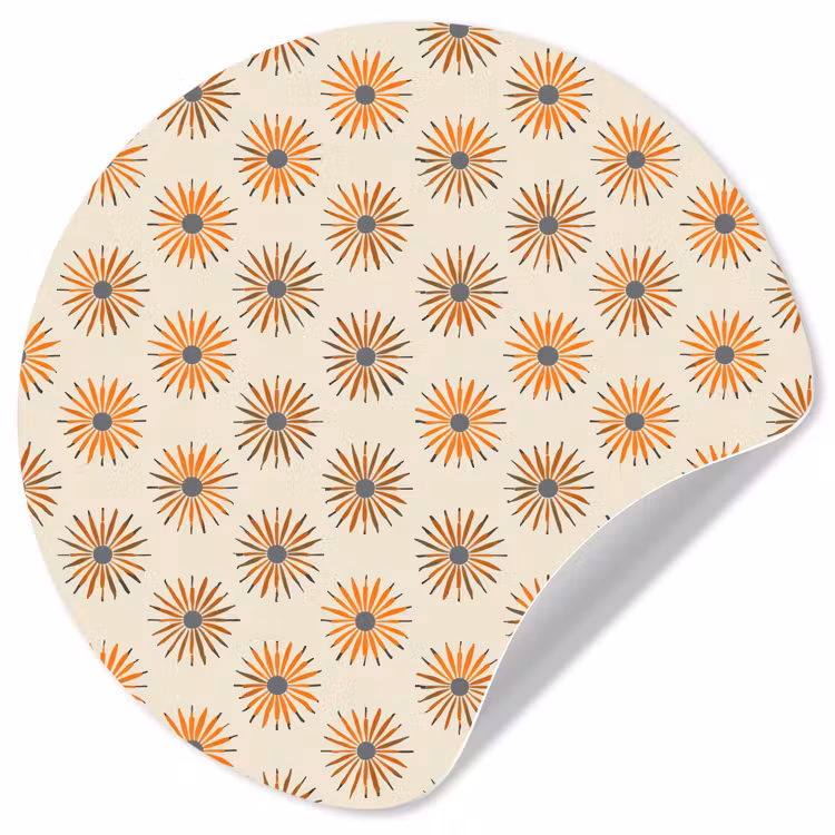Madelief - Patroon - Oranje Wandcirkel behangsticker klein 186 -3d