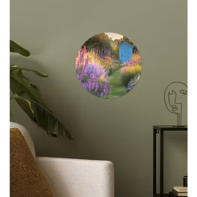 Tuinhuisje - Blauw - Bloemen Wandcirkel behangsticker klein -sfeer2