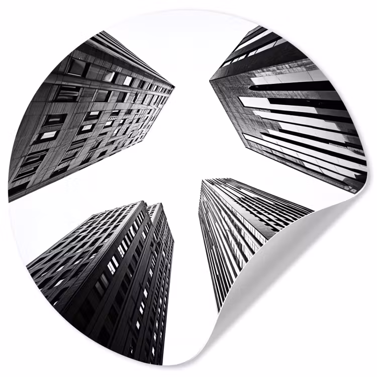 Gebouwen - Lucht - Zwart Wandcirkel behangsticker klein -3d