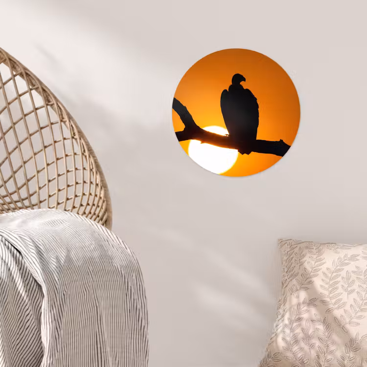 Gier - Tak - Zon - Oranje Wandcirkel behangsticker klein -sfeer4