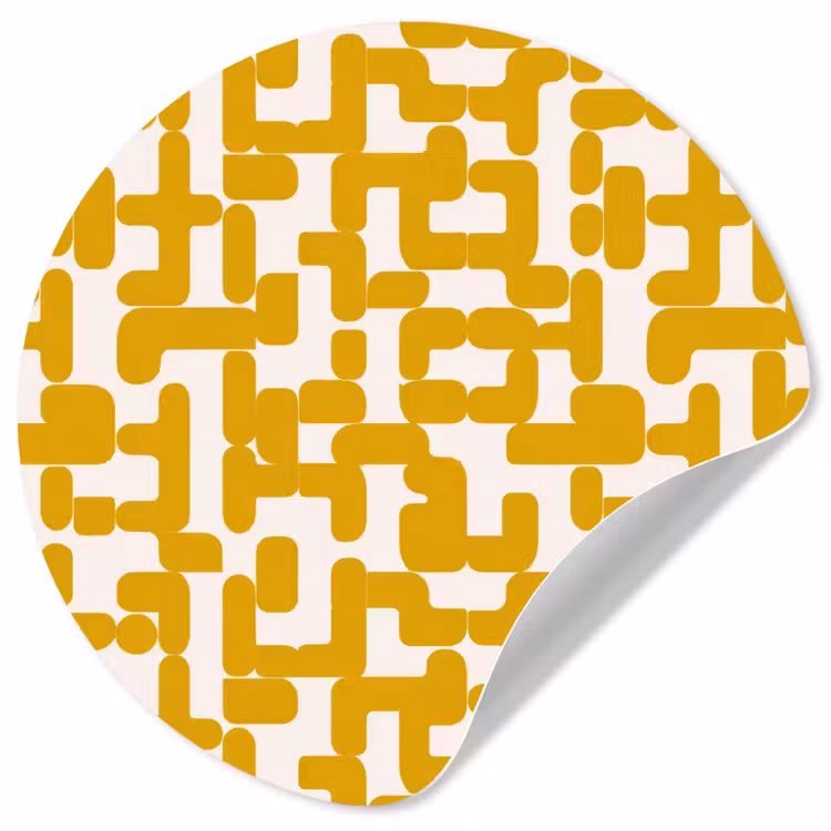 Geel - Beige - Patroon Wandcirkel behangsticker klein 186 -3d