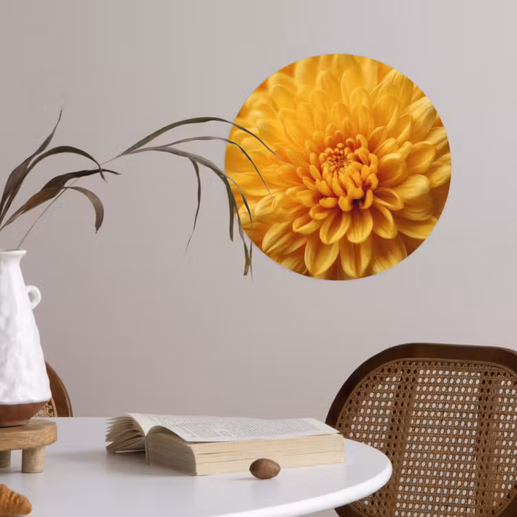 Geel - Chrysant - Zachtheid Wandcirkel behangsticker klein -sfeer3