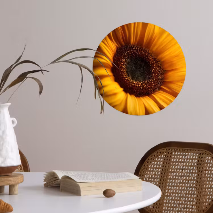 Geel - Zonnebloem - Zomers Wandcirkel behangsticker klein -sfeer3