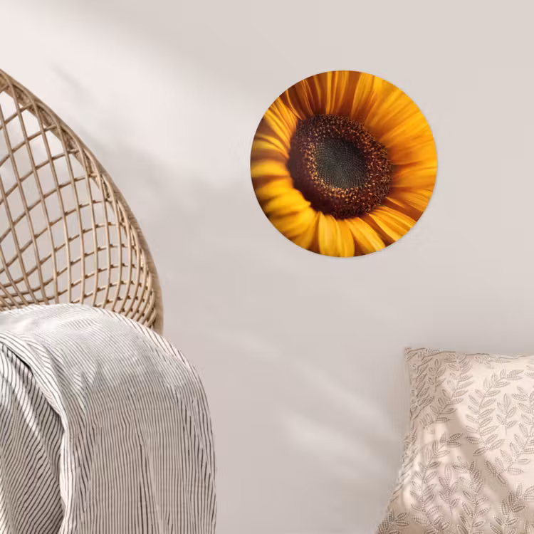 Geel - Zonnebloem - Zomers Wandcirkel behangsticker klein -sfeer4