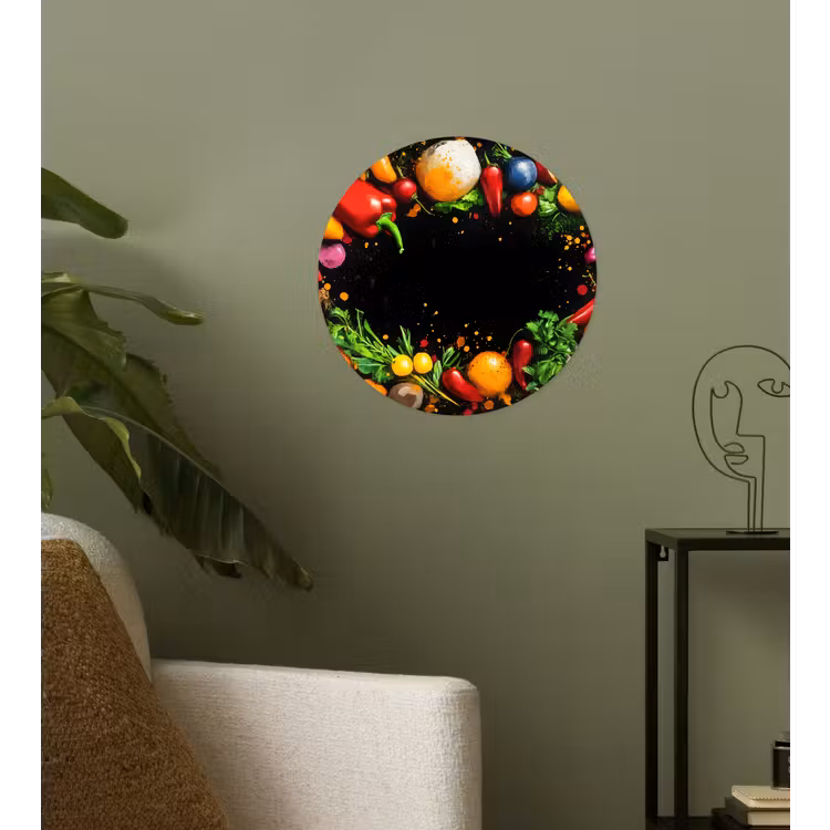 Groente - Graffiti - Kleurrijk - Koken - Abstract Wandcirkel behangsticker klein -sfeer2