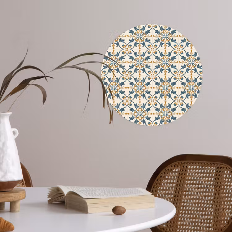 Patroon - Klassiek - Kleurrijk Wandcirkel behangsticker klein 186 -sfeer3
