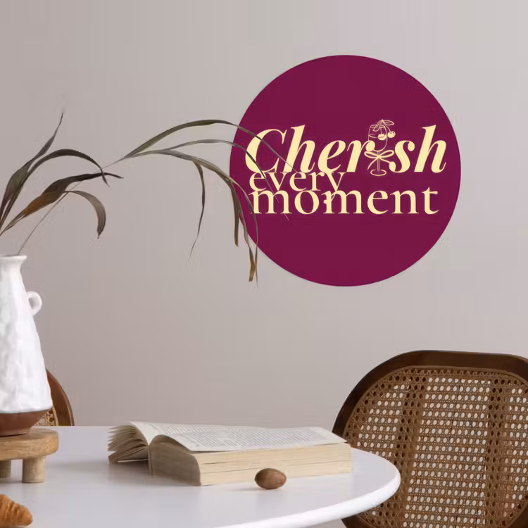Cherish every moment - Cocktailglas - Bordeaux Wandcirkel behangsticker klein -sfeer3