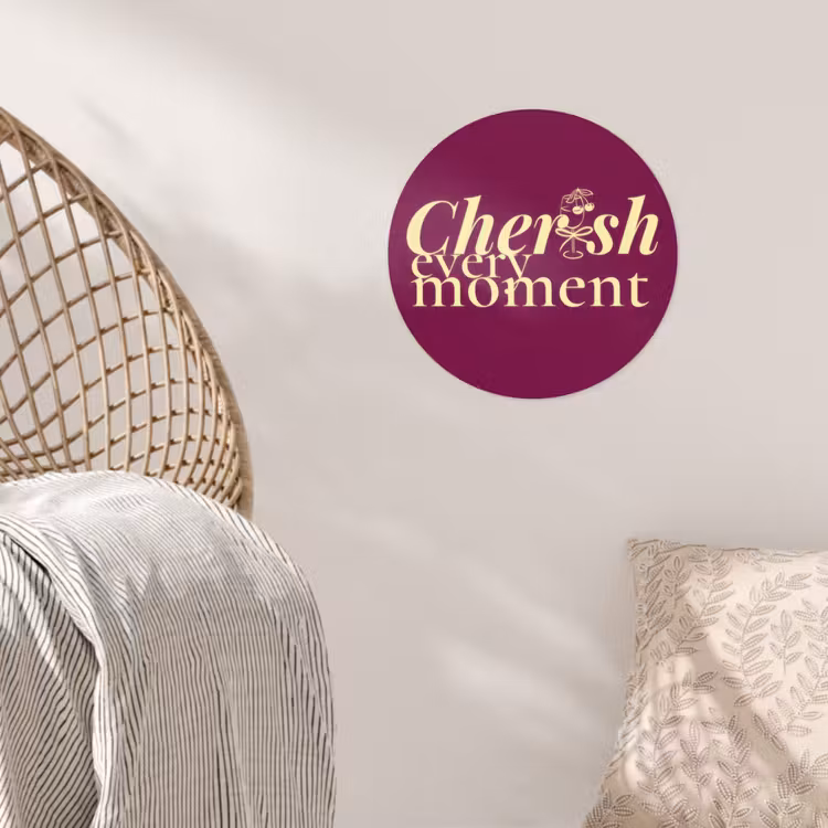 Cherish every moment - Cocktailglas - Bordeaux Wandcirkel behangsticker klein -sfeer4