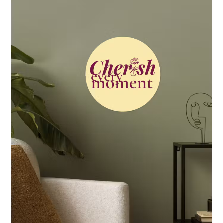 Cherish every moment - Cocktailglas - Geel Wandcirkel behangsticker klein -sfeer2