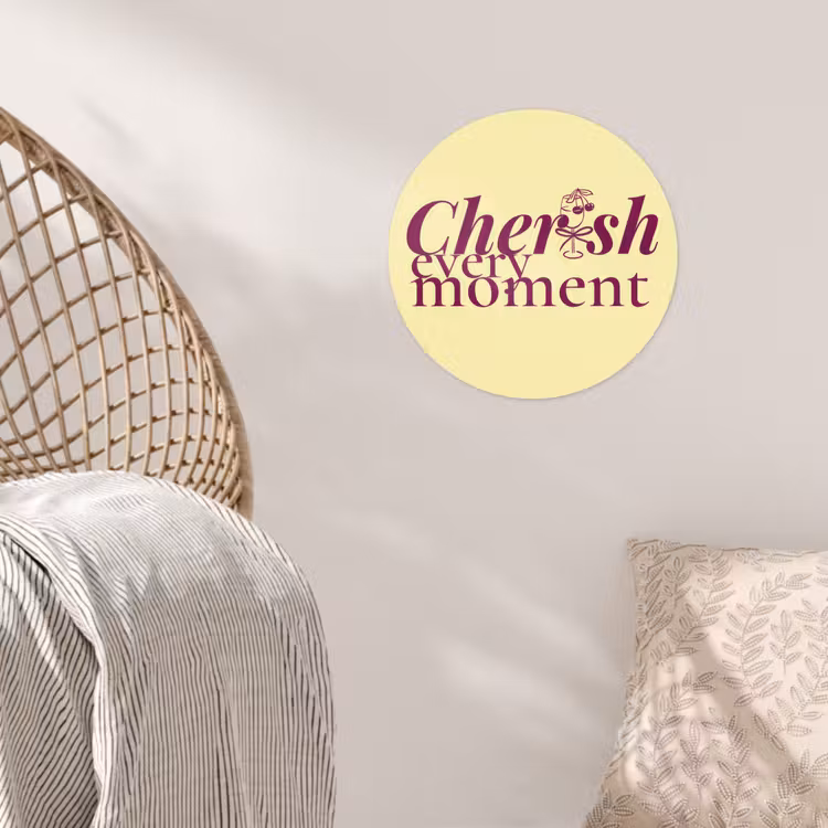 Cherish every moment - Cocktailglas - Geel Wandcirkel behangsticker klein -sfeer4