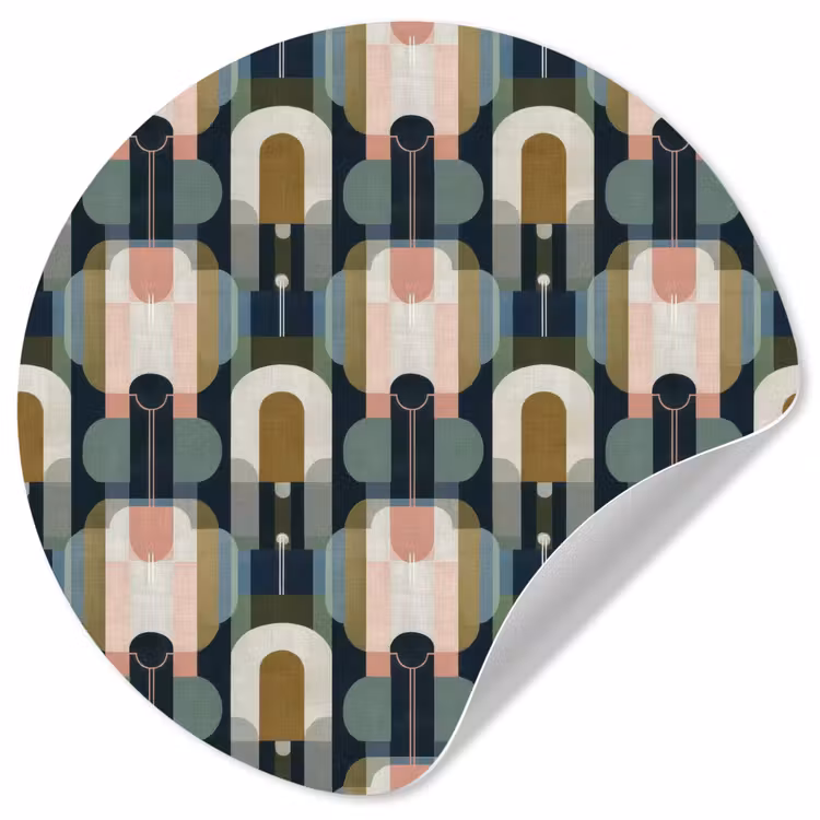 Geografisch - Modern - Kleurrijk Wandcirkel behangsticker klein 186 -3d