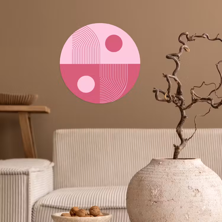 Geometrie - Patroon - Abstract - Roze - Modern Wandcirkel behangsticker klein -sfeer1