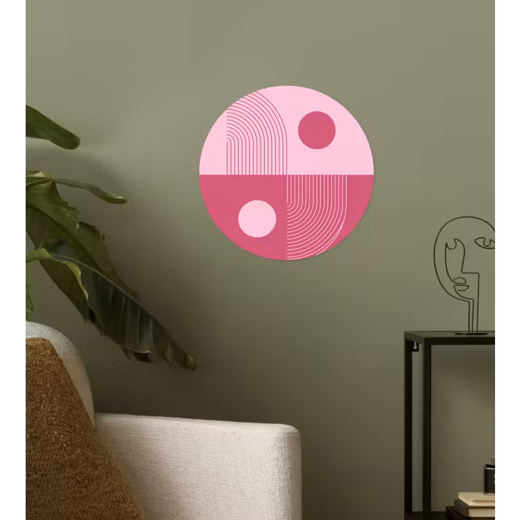 Geometrie - Patroon - Abstract - Roze - Modern Wandcirkel behangsticker klein -sfeer2