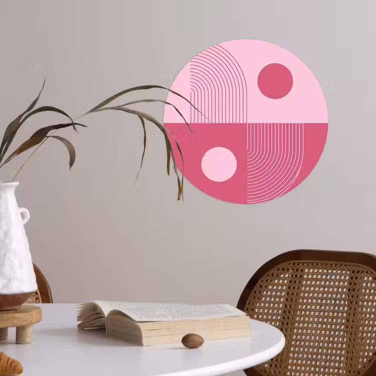 Geometrie - Patroon - Abstract - Roze - Modern Wandcirkel behangsticker klein -sfeer3