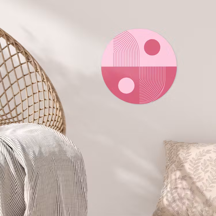 Geometrie - Patroon - Abstract - Roze - Modern Wandcirkel behangsticker klein -sfeer4