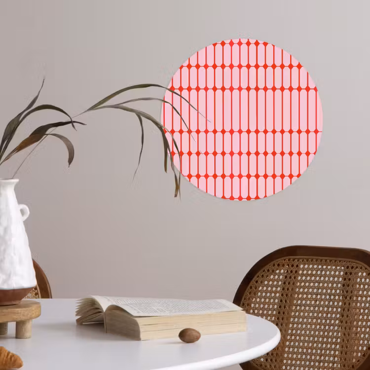 Geometrisch - Minimalistisch - Rood - Roze Wandcirkel behangsticker klein 186 -sfeer3