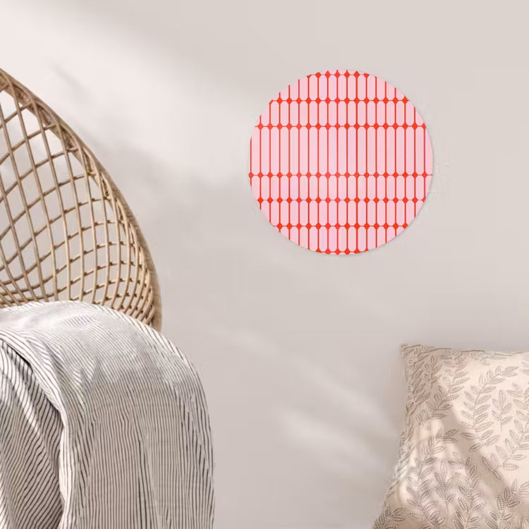 Geometrisch - Minimalistisch - Rood - Roze Wandcirkel behangsticker klein 186 -sfeer4