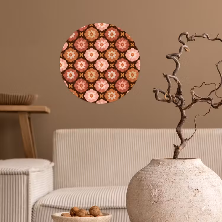 Geometrisch - Bloemen - Kleurrijk Wandcirkel behangsticker klein 186 -sfeer1