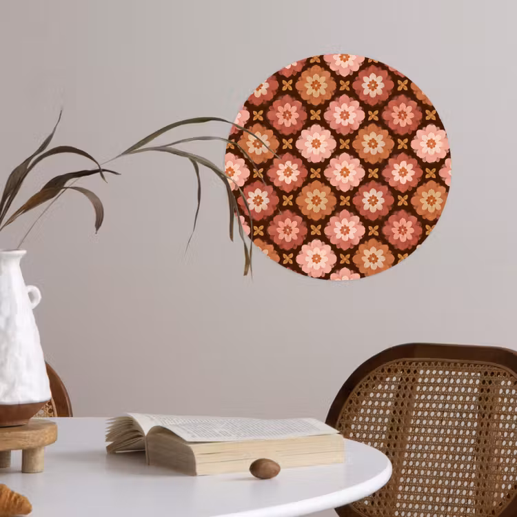 Geometrisch - Bloemen - Kleurrijk Wandcirkel behangsticker klein 186 -sfeer3