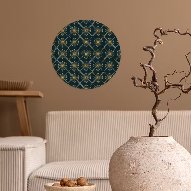 Geometrisch - Elegant - Groen Wandcirkel behangsticker klein 186 -sfeer1