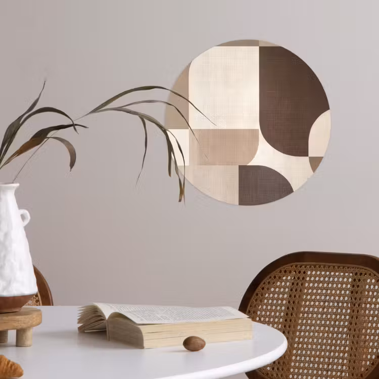 Geometrisch - Geweven structuur - Modern Wandcirkel behangsticker klein -sfeer3