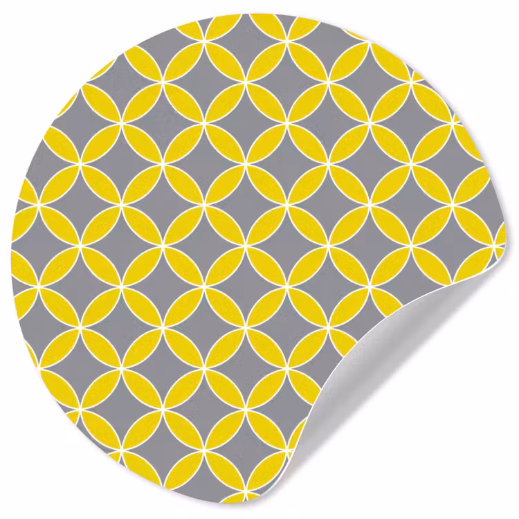 Geometrisch - Cirkels - Modern - Grijs - Geel Wandcirkel behangsticker klein 186 -3d