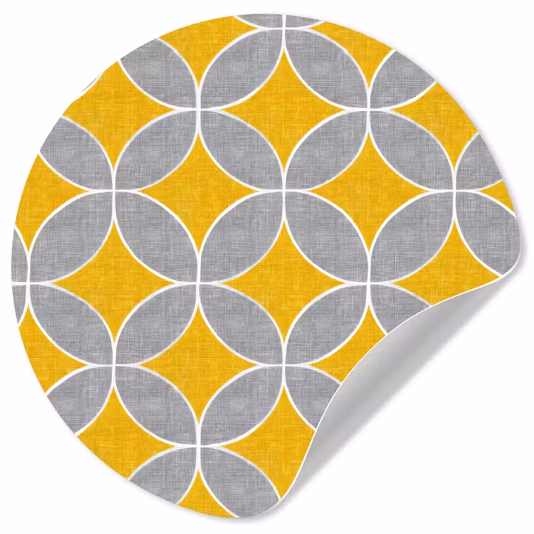 Geometrisch - Cirkels - Textuur - Grijs - Geel Wandcirkel behangsticker klein 186 -3d