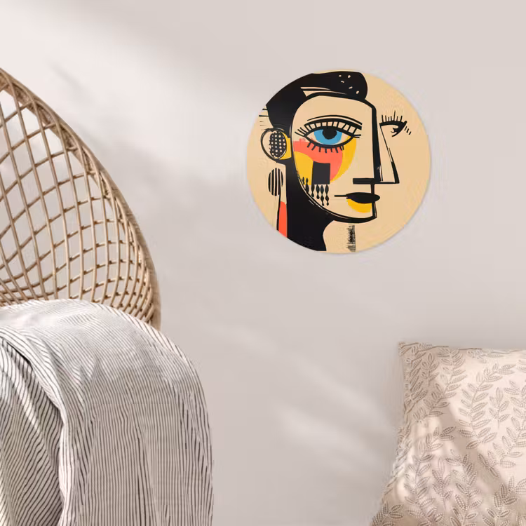 Geometrisch - Felle kleuren - Kubistische stijl Wandcirkel behangsticker klein -sfeer4