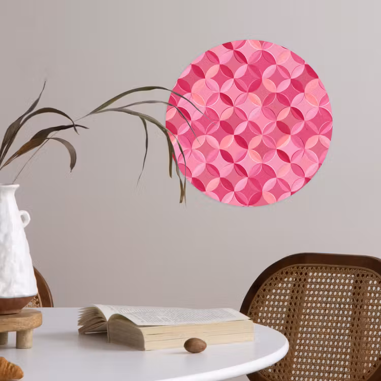 Geometrisch - Mozaïek - Modern - Roze Wandcirkel behangsticker klein 186 -sfeer3