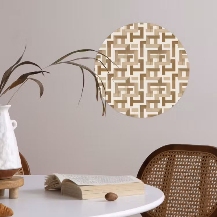 Geometrisch - Retro - Bruin Wandcirkel behangsticker klein 186 -sfeer3