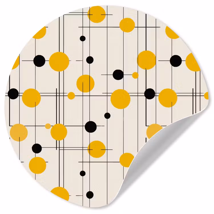 Geometrisch - Retro - Lijnen - Okergeel - Zwart Wandcirkel behangsticker klein 186 -3d