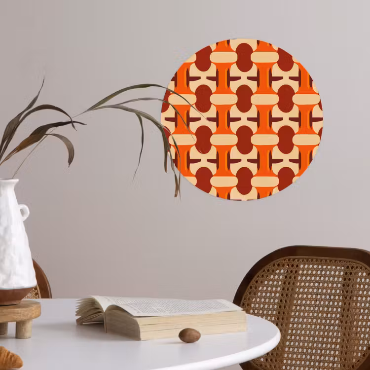 Geometrisch - Retro - Oranje Wandcirkel behangsticker klein 186 -sfeer3