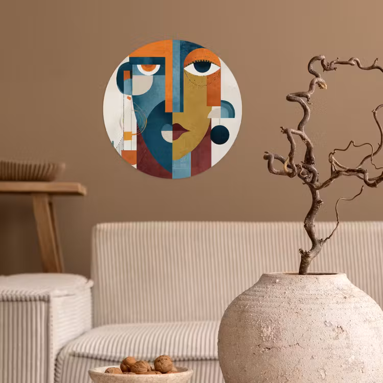 Geometrisch - Strakke vormen - Kleurrijk Wandcirkel behangsticker klein -sfeer1
