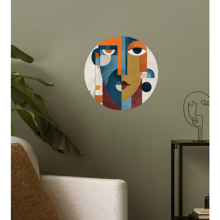 Geometrisch - Strakke vormen - Kleurrijk Wandcirkel behangsticker klein -sfeer2