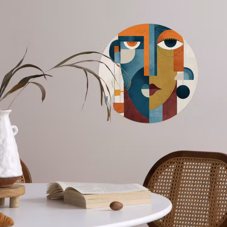 Geometrisch - Strakke vormen - Kleurrijk Wandcirkel behangsticker klein -sfeer3