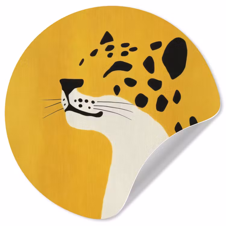 Cheetah - Illustratie - Geel Wandcirkel behangsticker klein -3d