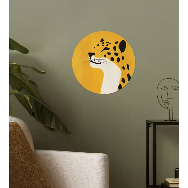 Cheetah - Illustratie - Geel Wandcirkel behangsticker klein -sfeer2
