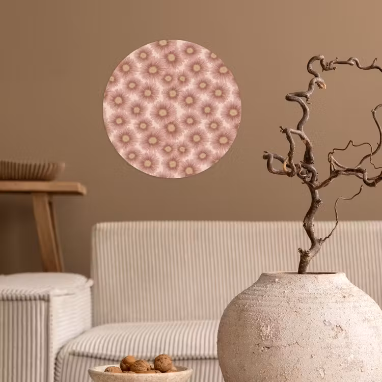 Gerbera - Bloemen - Roze Wandcirkel behangsticker klein 186 -sfeer1