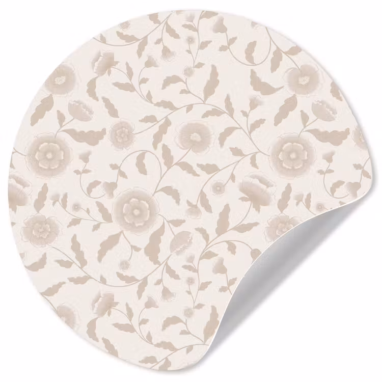 Sierlijk - Bloemen - Beige Wandcirkel behangsticker klein 186 -3d