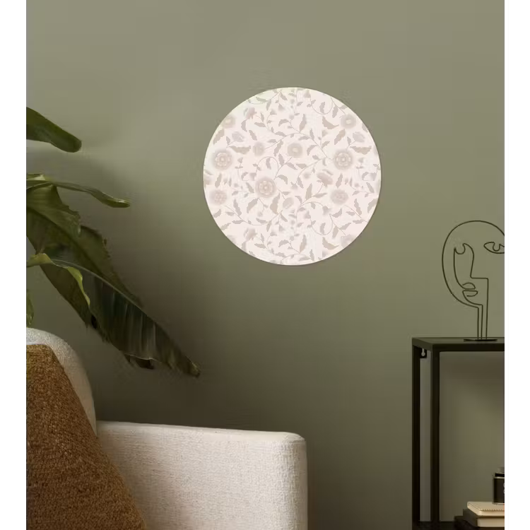 Sierlijk - Bloemen - Beige Wandcirkel behangsticker klein 186 -sfeer2