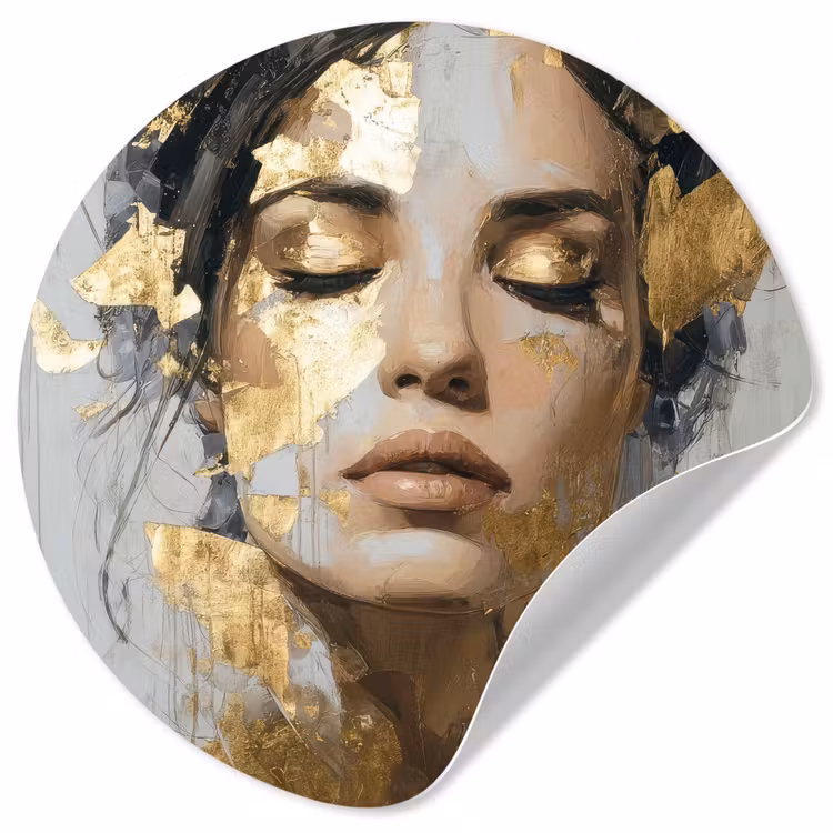 Sierlijk - Vrouw - Goud - Ogen Wandcirkel behangsticker klein -3d
